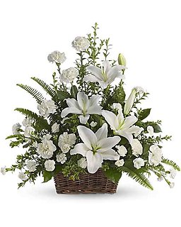 Peaceful White Lilies Basket